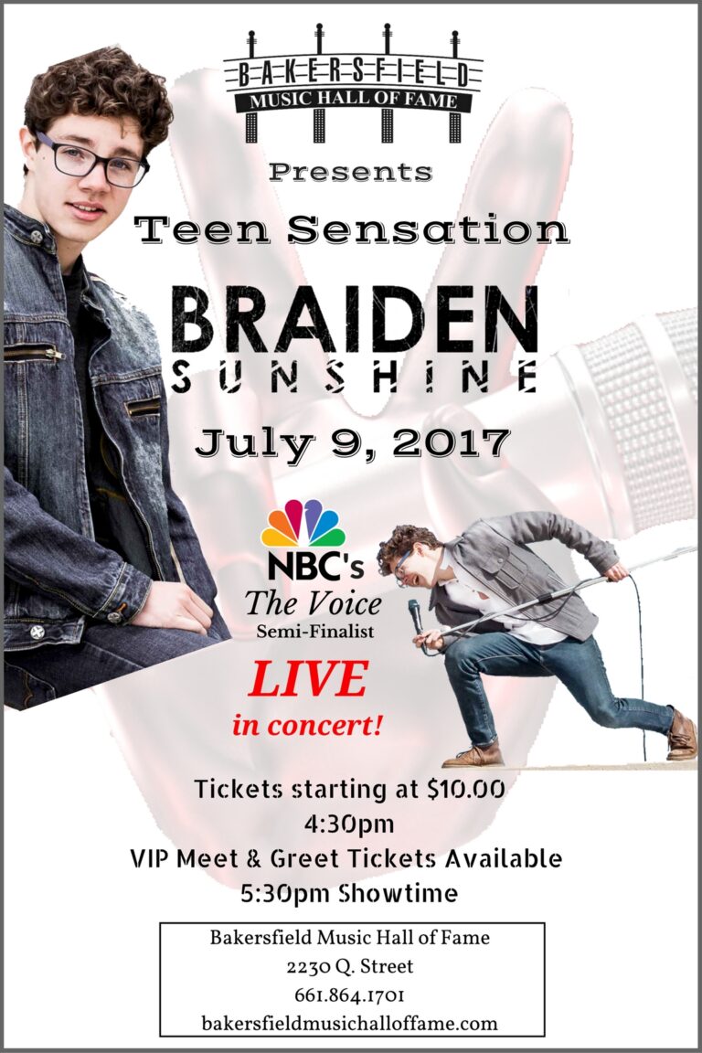 Two days left to get your tickets for Teen Sensation Braiden Sunshine!